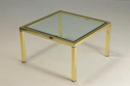 Brass and Glass Coffee Table, 1970s, Europe