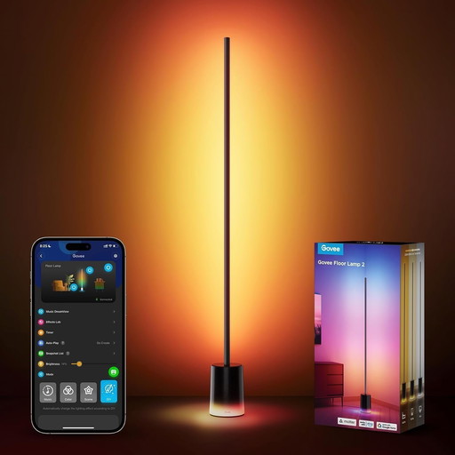 Govee Lampadaire LED RGBIC, Lampe sur Pied Salon Compatible avec Alexa et Matter, 152cm Lampadaire Dimmable 1725lm avec Télécomm