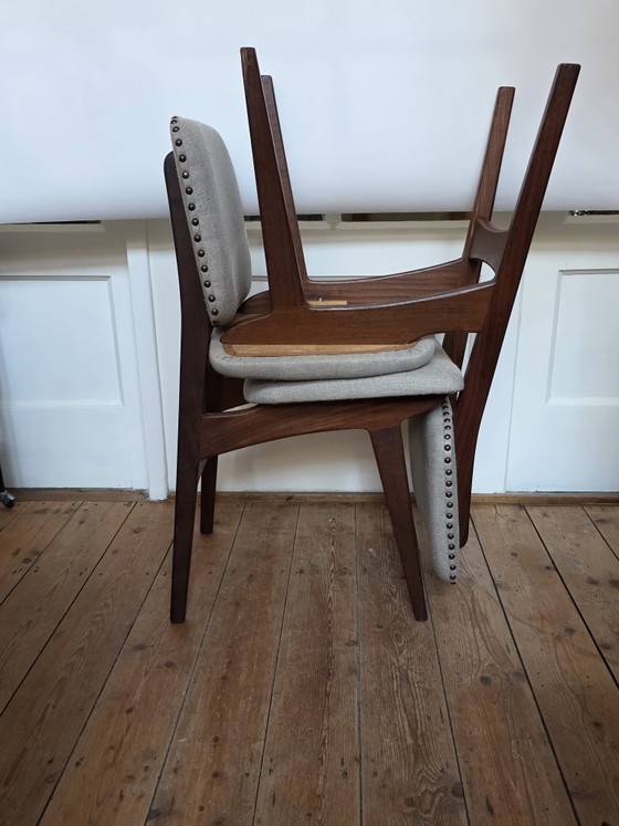 Set aus 2 Mid-Century Modern Esszimmerstühle – Vollständig restauriert in Naturleinen – Wood (photo 7 of 13)