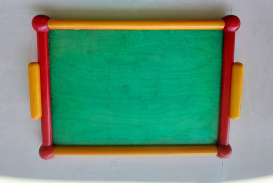 Image 1 of Raro Vassoio Vintage in Legno di Pietro Manzoni – Design Postmoderno / Stile Memphis Anni '80