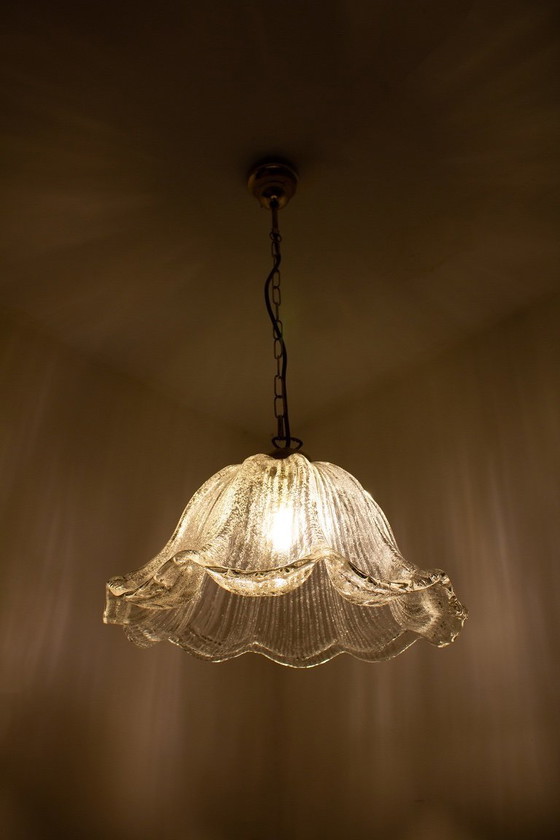 Image 1 of 70s textured glass Massive pendant lamp