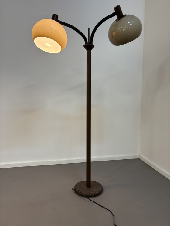 Image 1 of Vintage Dijkstra Vloerlamp avec deux bollen spaceage, à part schakelbaar jaren'60