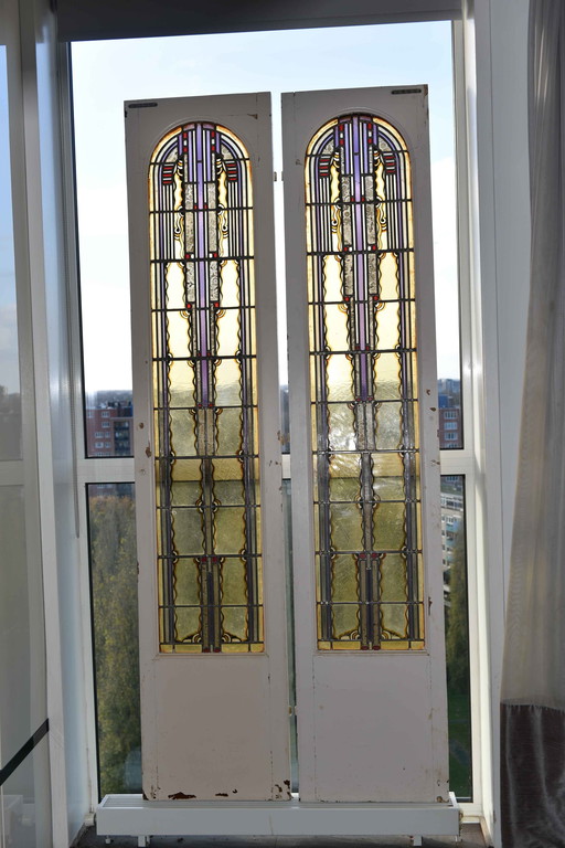 2x Antiek glas en lood deuren Amsterdam
