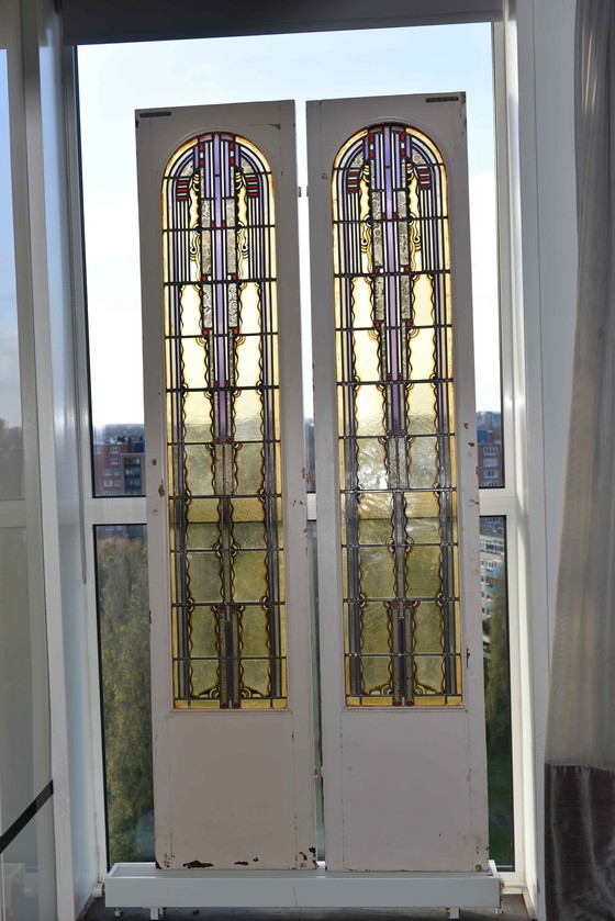 Image 1 of 2 portes anciennes en vitrail Amsterdam