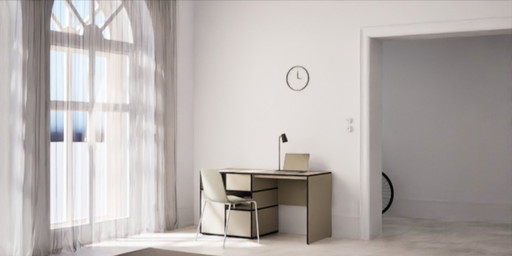 Tylko Desk in Midnight Blue with Doors and Drawer