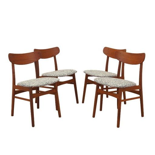 Set of four teak chairs, Danish design, 1970s, made in Denmark