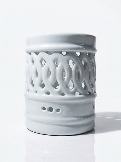 Portacepillos de porcelana celadón calada, estilo Joseon coreano, siglo XX.