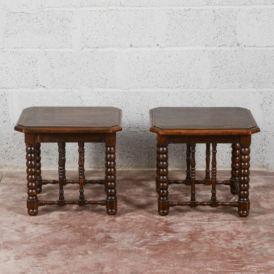 Pair of 19th Century Carved and Turned Wood Stools (photo 3 of 10)