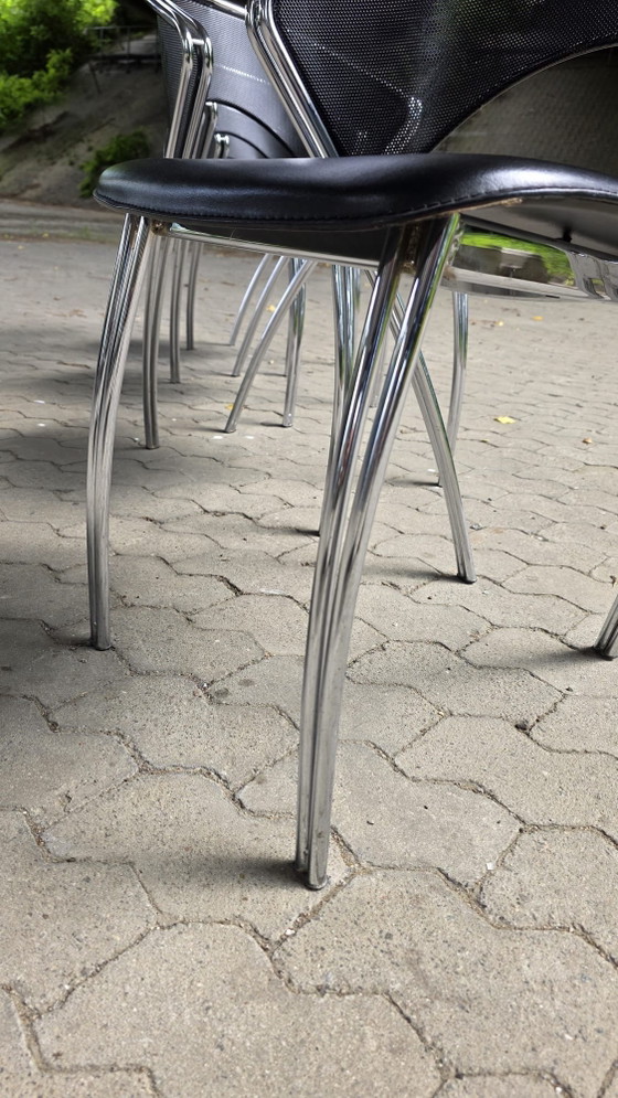 Image 1 of Set van 4 postmodernistische chromen stoelen, Italië, 1980