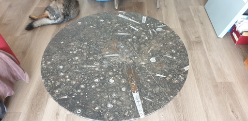 Unique fossil table - diameter 100 cm - certificate of authenticity