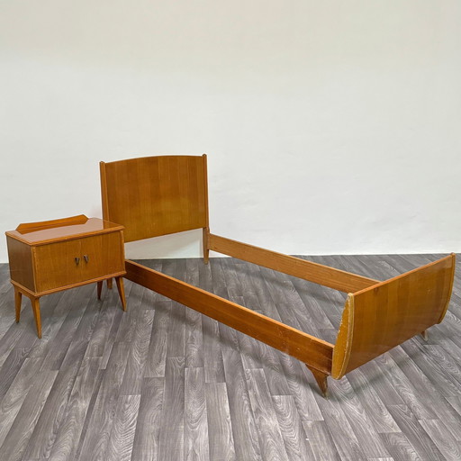 Gio Ponti Attr. Letto Singolo e Comodino Mid-Century Anni 40 Design Modernariato