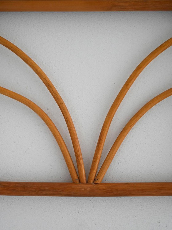 Image 1 of 1970s Scandinavian Wall Mirror in Bent Bamboo Frame