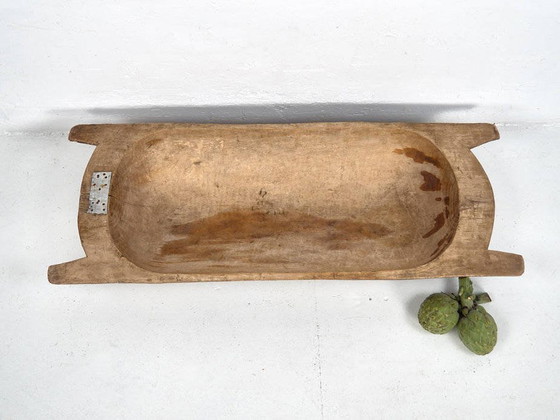 Große Holzschale im Primitivstil (ca. 1900), Schalen, Braun, Rustic (Foto 16 von 17)