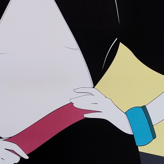 Image 1 of Wunderschönes Original-Kunstposter von Patrick Nagel aus den 1990er Jahren: „Open Jacket“.