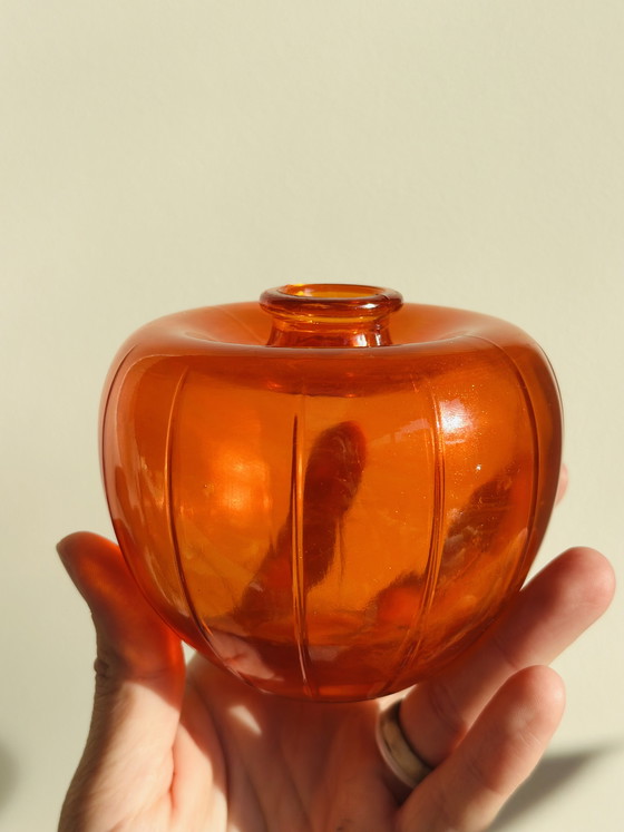 Image 1 of A.D. Copier orange pressed glass vase – Leerdam Glass Factory, ca. 1945 | iconic model