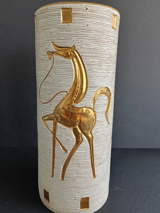 Mid-Century Modern Vase – Fratelli Fanciullacci (Italy, 1950s/1960s) – Gold & Sgraffito – Ceramic (photo 5 of 11)