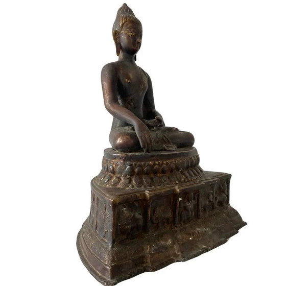 Antiker Himalaya Bronze Buddha – ca. 500 Jahre alt – Westtibetische / Mustang Tradition – Bildhauerei (photo 7 of 23)