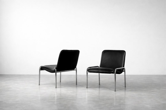 Image 1 of Vintage minimalistische chromen fauteuils van Thonet, jaren 70, set van 2