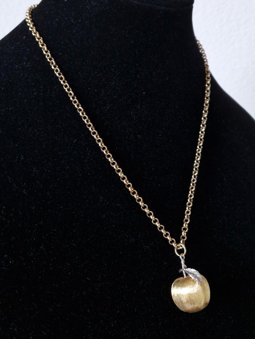 Argento Sterling 925 e UNIO - Mela placcata oro con collana placcata oro abbinata -