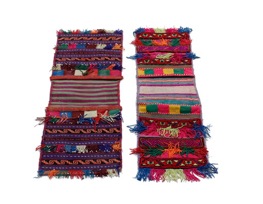 2x Original Handgeknüpfte Salz Tasche aus Echter Wolle, Khurjin, Afghan Deco 70x30 cm
