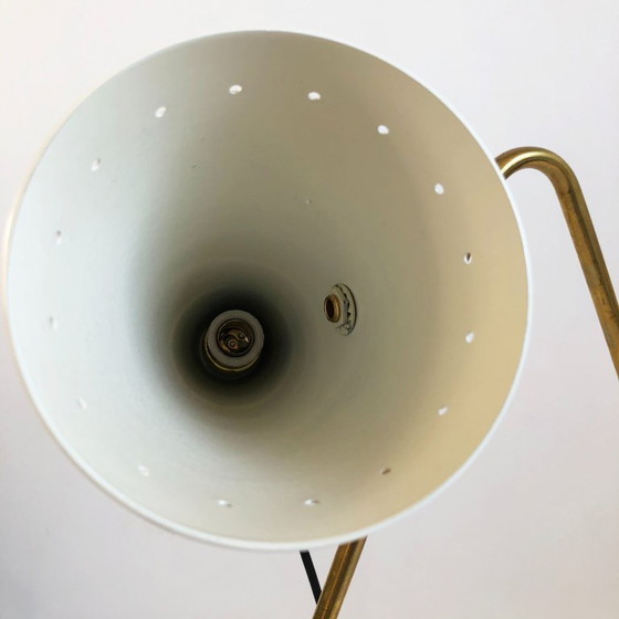Adjustable Bipod Design Lamp 1950, Table lamps, Metal, Brass, White, Mid Century Modern (photo 7 of 13)