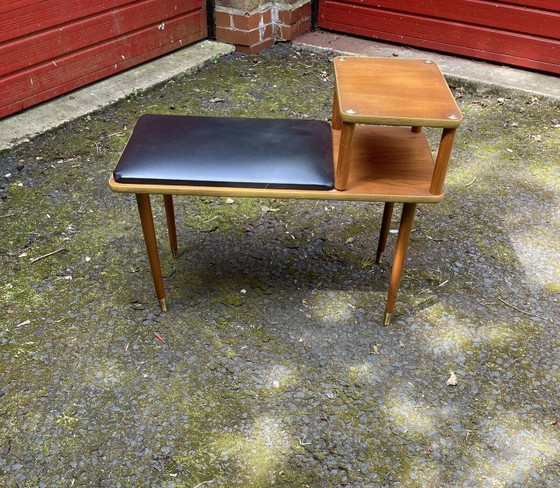 Vintage Teak Telephone Bench Unit with Vinyl Seat, 1960s – Benches (photo 4 of 5)