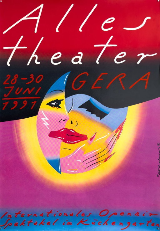 🎭 Alles Theater Gera – 1991 – Original vintage Poster by Roman Kalarus | 98 × 68 cm | Germany