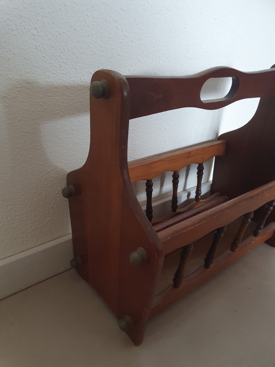 Vintage Houten Tijdschriftenrek / Krantenrek, Donkere Afwerking – Wood (photo 4 of 10)