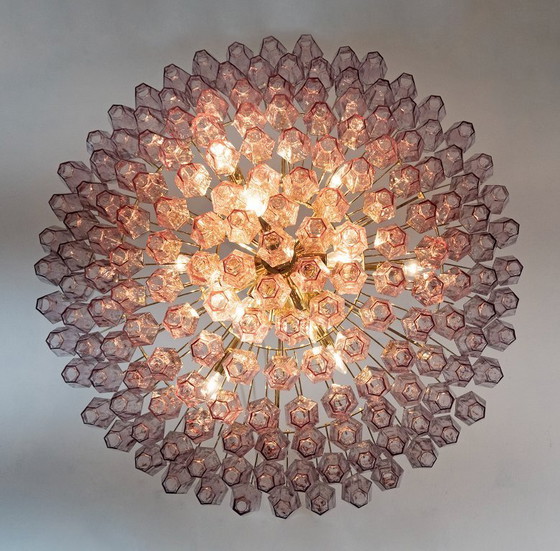 Image 1 of Carlo Scarpa Style Mid-Century Modern Murano Glass Poliedri Chandelier by Venini