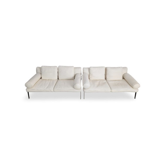 Image 1 of 2x Canapé Flexform Original en cuir beige Antonio Citterio