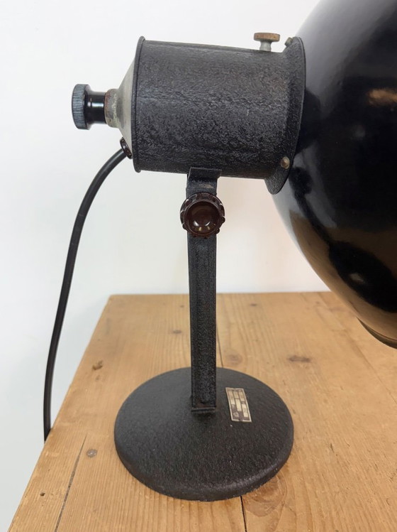 Vintage Industrial Black Enamel Table Lamp from EB, 1950s – Iron (photo 12 of 17)