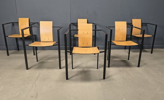 Image 1 of Postmoderne eetkamerstoelen van Karl Friedrich Förster voor KFF, jaren 80, set van 6