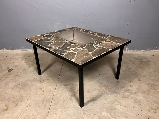 Brutalist coffee table side table slate planter