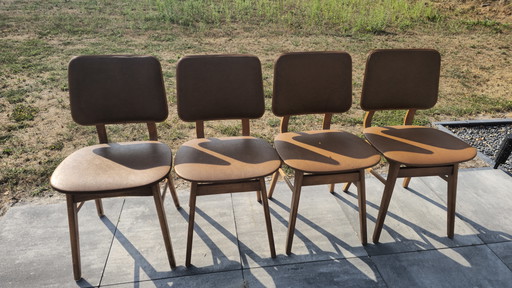 Set di 4 sedie da pranzo vintage retrò | Legno marrone – eetkamerstoelen, Textile, Wood