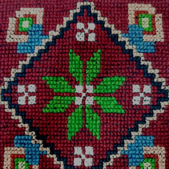 Image 1 of Vintage, hand-woven wool tapestry or small rug