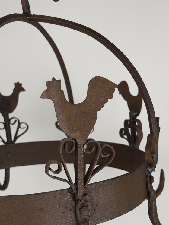 Image 1 of Spekkrans / kruidenhanger / kruidenkroon van smeedijzer - landhuisstijl