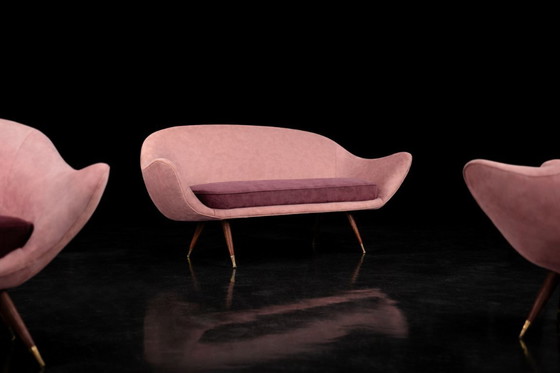 Image 1 of Vintage Mid-Century Space Age Velours Loungeset van Paged, 1972, set van 3