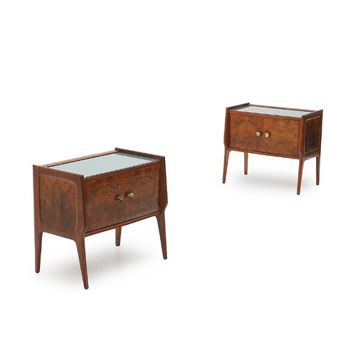 Par de mesitas de noche de brezo, años 50