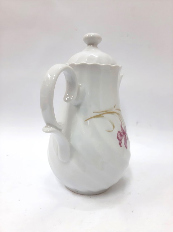 Image 1 of Vintage porseleinen koffie-/theekan met deksel, porseleinen kan
