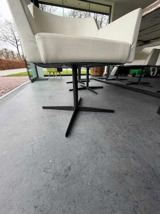 Image 1 of Beautiful, robust dining table with 6 leather Mobitec swivel chairs