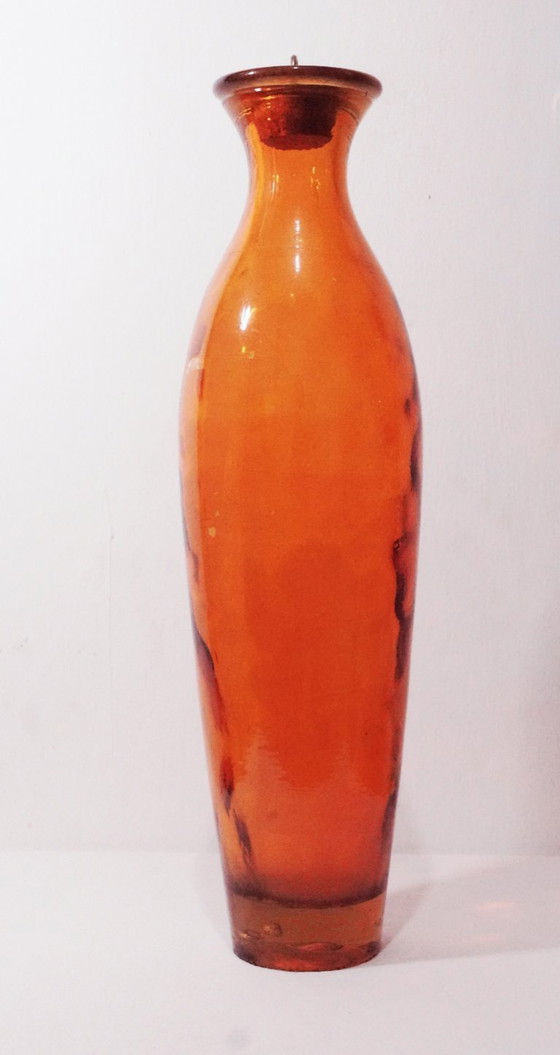 Image 1 of XXL Amber Glass Art Vase - Mid-Century Modern