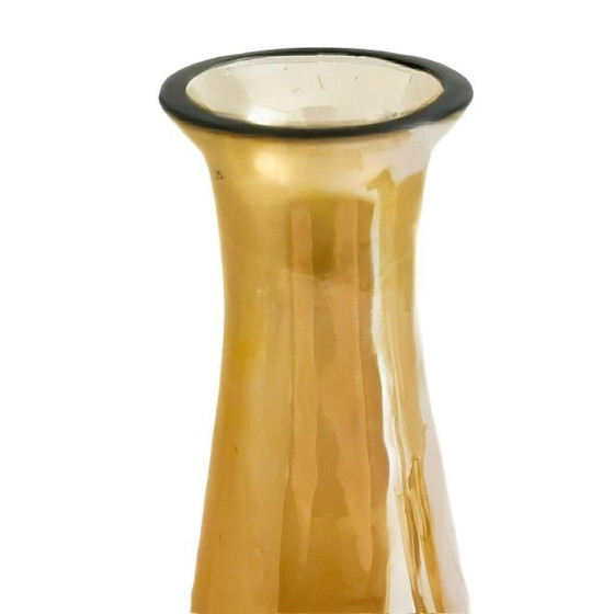 Image 1 of Antieke art deco iriserende amberkleurige karaf set van 5 1920's