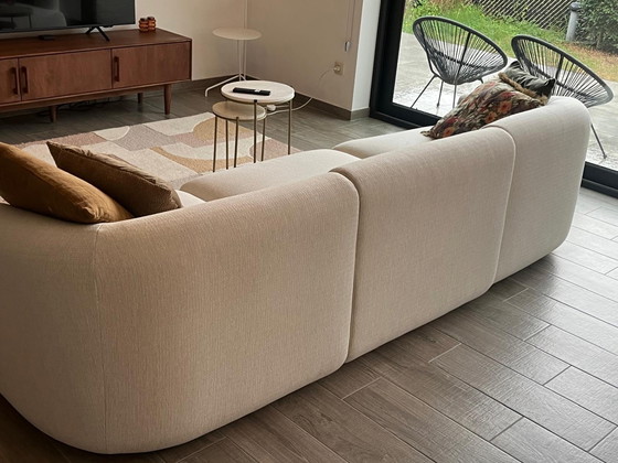 Image 1 of 3-zit en fauteuil in beige geweven stof van Westwing