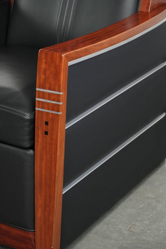 Image 1 of Schuitema Art Deco design relaxfauteuil uit de Decoforma serie met zwart rundleer