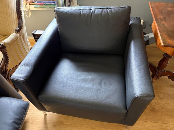 Image 1 of Minotti Blake armchairs – Rodolfo Dordoni – zwart leer – set van 2