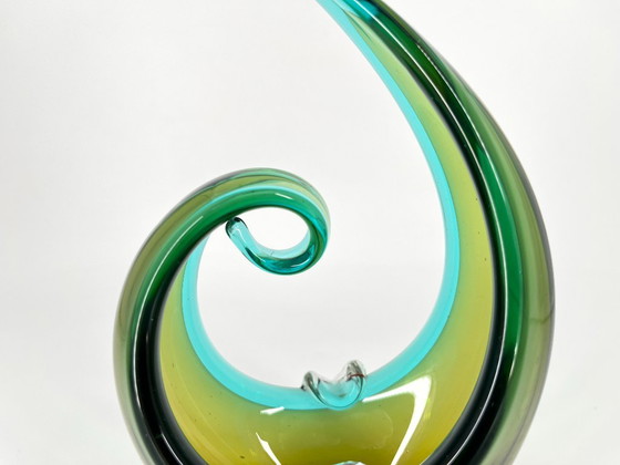 Scultura in Vetro Murano Sommerso – Vintage Anni '60/'70 – Verde Turchese Ambra – Vasi, Glass (photo 8 of 11)