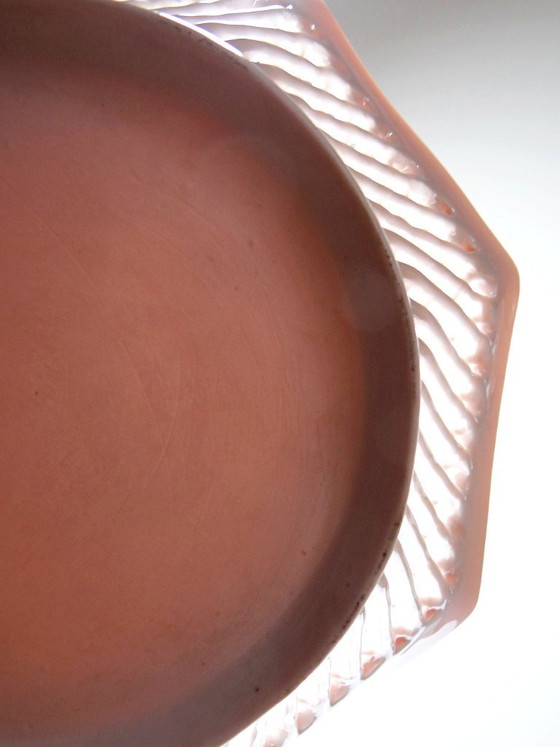 Image 1 of Octagonal bowl in pale pink braided porcelain, circa 1950