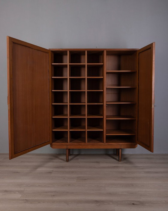 Image 1 of 1960s Italian Design Two-Door Wardrobe in Wood and Fabric