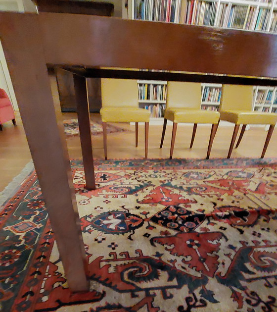 Image 1 of Large Wooden Dining Table With 2 Granite Tops Inlaid