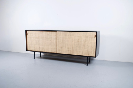 Image 1 of FLORENCE KNOLL SIDEBOARD MODEL 116 WOOD, LEATHER AND RAFFIA 1960
